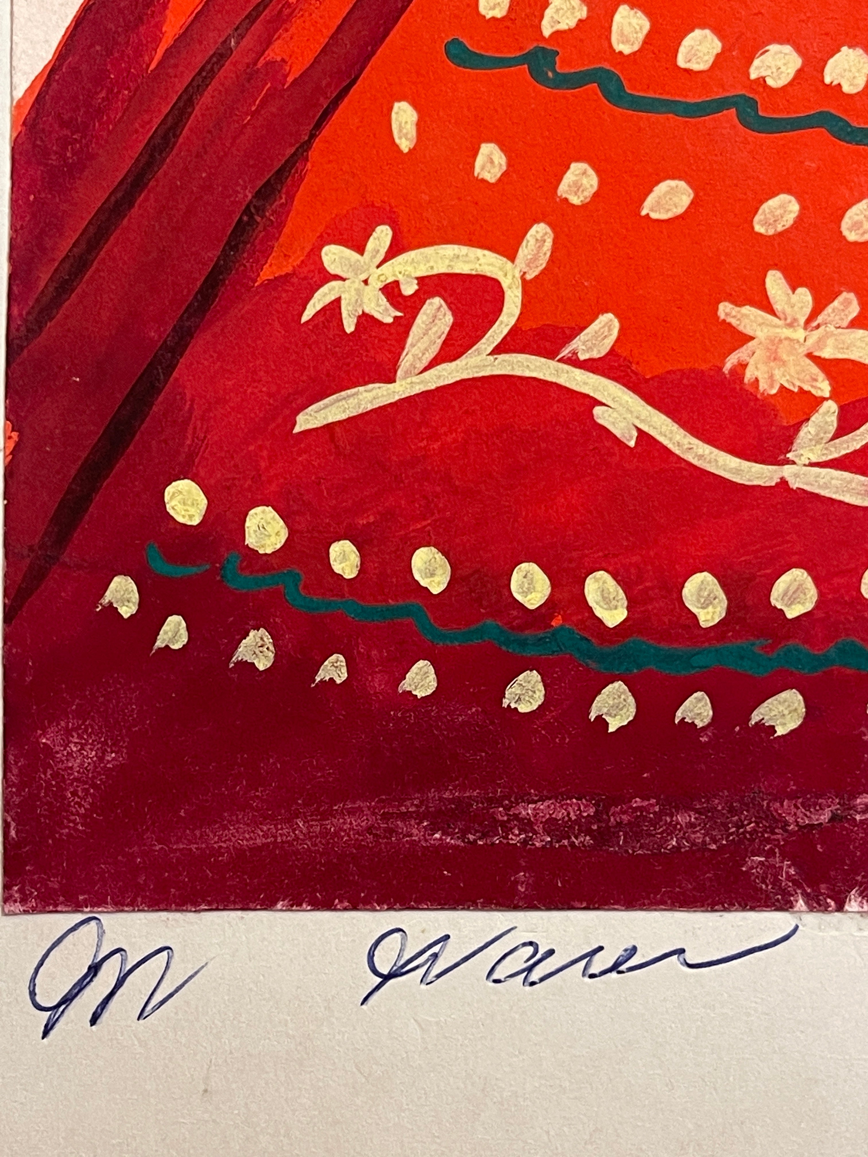 Maria Navas 1950 Signed Watercolor Painting - Two Guatemalan Woman - Atitlan