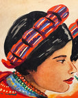 Maria Navas 1950 Signed Watercolor Painting - Two Guatemalan Woman - Atitlan
