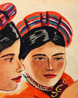 Maria Navas 1950 Signed Watercolor Painting - Two Guatemalan Woman - Atitlan