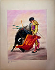 Maria Navas 1950 Signed Watercolor Painting - Guatemalan Matador - Bullfighter