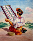Atitlah by M. Navas 1950 Original Signed Watercolor Painting at Adirondack Retro