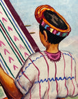 Maria Navas 1950 Signed Watercolor Painting - Mayan Woman Weaving