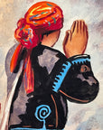 Maria Navas 1950 Signed Watercolor Painting - 2 Mayan People Praying
