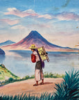 Maria Navas 1950 Signed Watercolor Painting - Mayan Hiker Lake Atitlan at Adirondack Retro