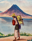 Maria Navas 1950 Signed Watercolor Painting - Mayan Hiker Lake Atitlan