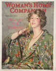 1921 Woman’s Home Companion cover only, Advance Fall Fashions, illustrated woman holding a small bird, Arthur Garratt