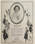 September 1921 Betty Wales Dresses vintage fashion advertisement featuring illustrated women’s dresses and central portrait, New York City.