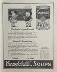 1921 Campbell’s Tomato Soup vintage magazine advertisement showing illustrated children and classic red-and-white soup can.