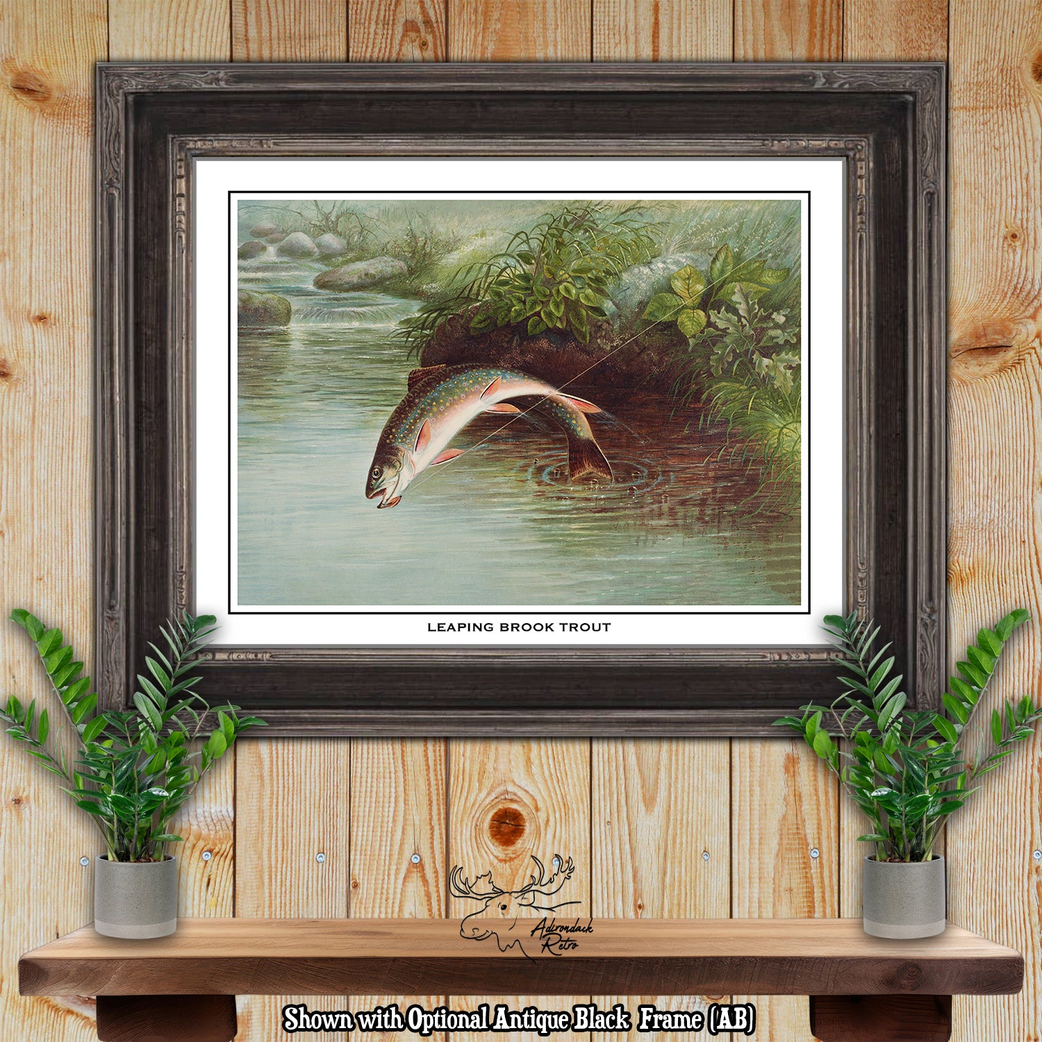 Leaping Trout by Samuel Kilbourne Fine Art Print at Adirondack Retro