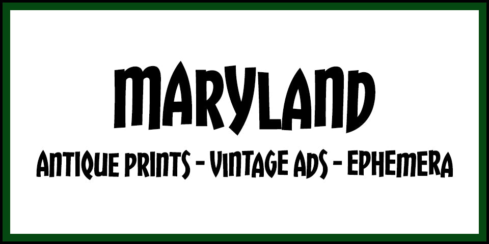 Vintage Maryland Advertisements, Antique Prints and Ephemera at Adirondack Retro
