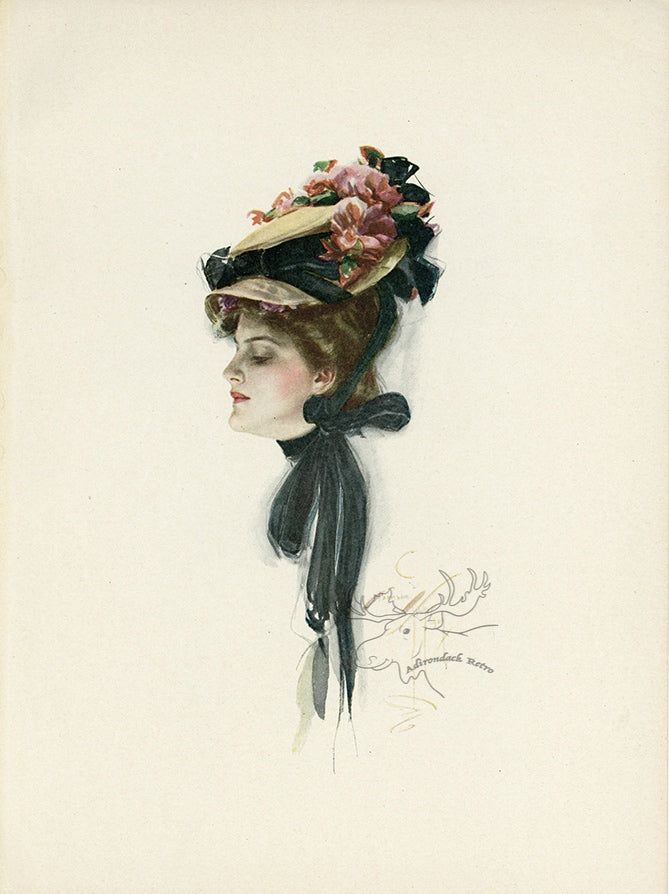 1907 Harrison Fisher Antique Print - Like A Lilac - Plate #14 at Adirondack Retro