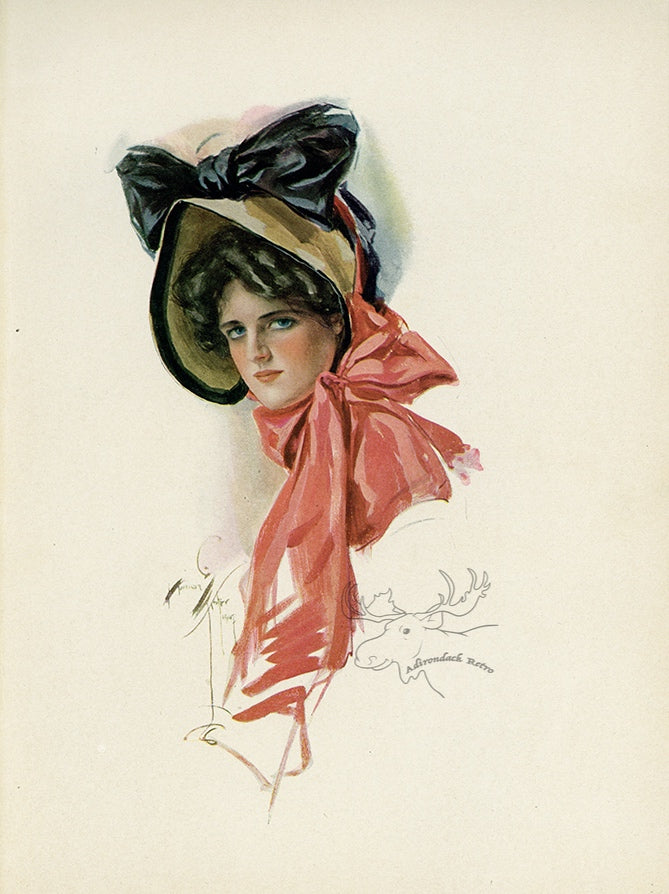 1907 Harrison Fisher Antique Print - Her Beautiful Eyes - Plate #16 at Adirondack Retro