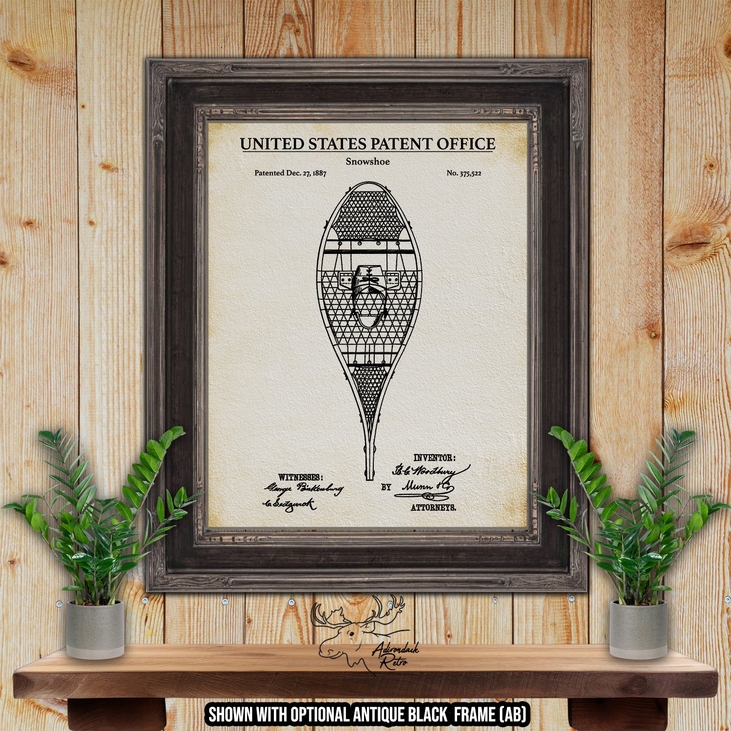 Snowshoe 1887 Patent Print at Adirondack Retro