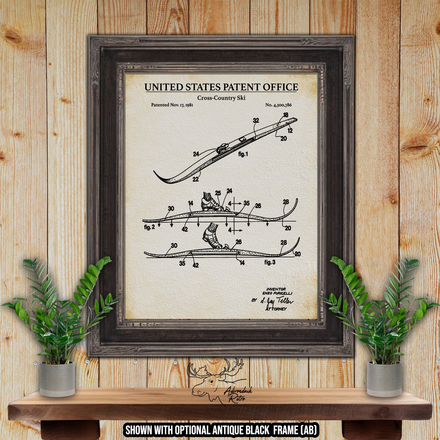 Cross-Country Ski 1981 Patent Print at Adirondack Retro