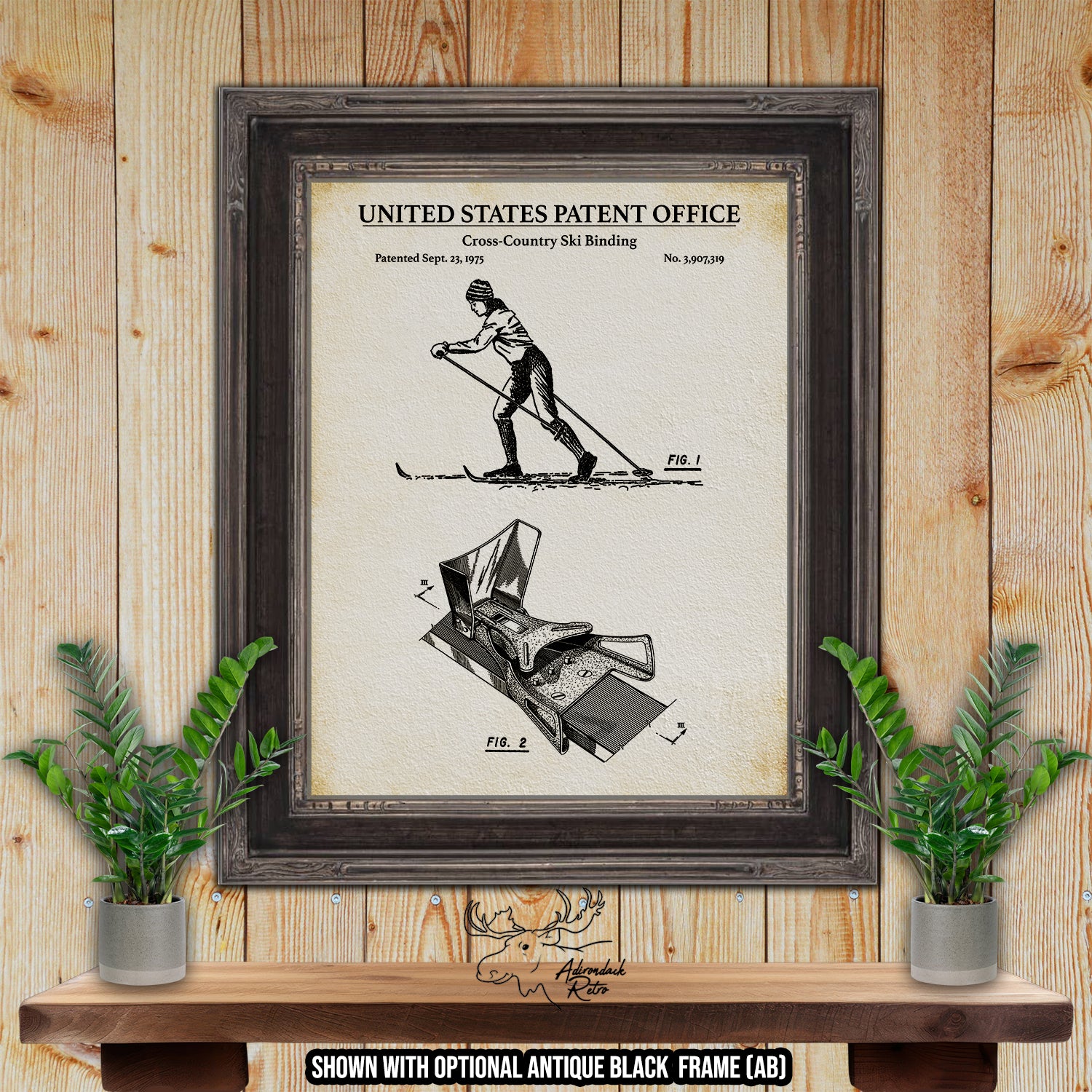 Cross-Country Ski Binding 1975 Patent Print at Adirondack Retro
