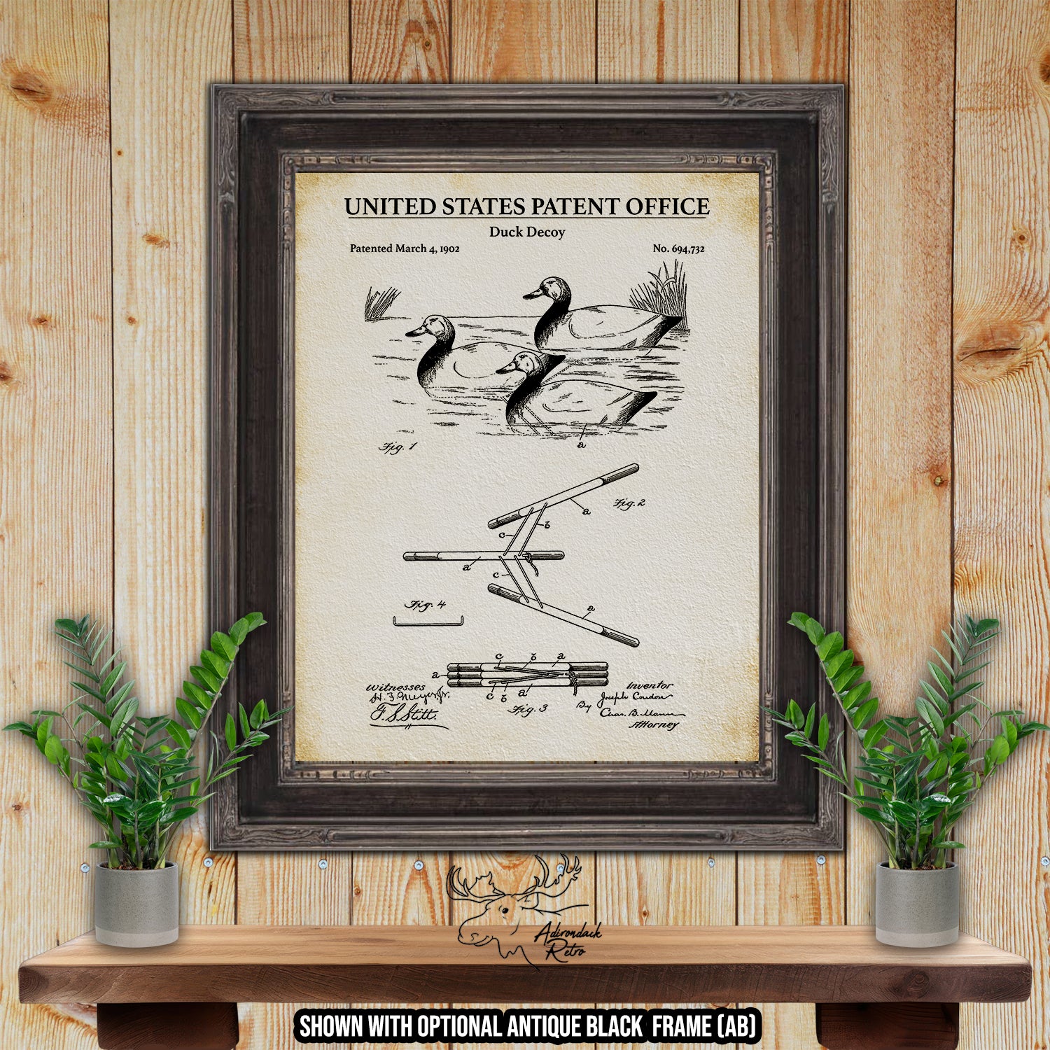 Duck Decoy 1902 Patent Print at Adirondack Retro