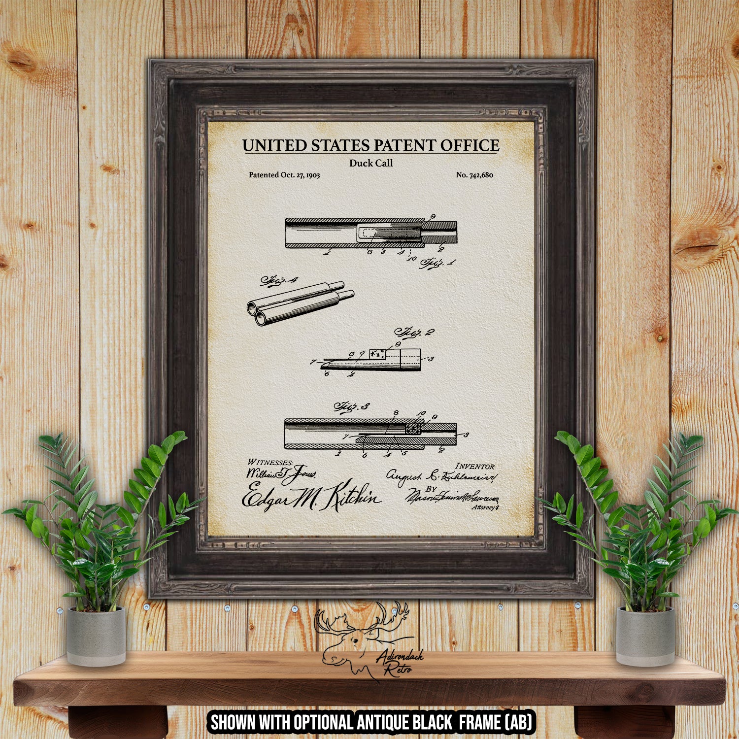 Duck Call 1903 Patent Print at Adirondack Retro