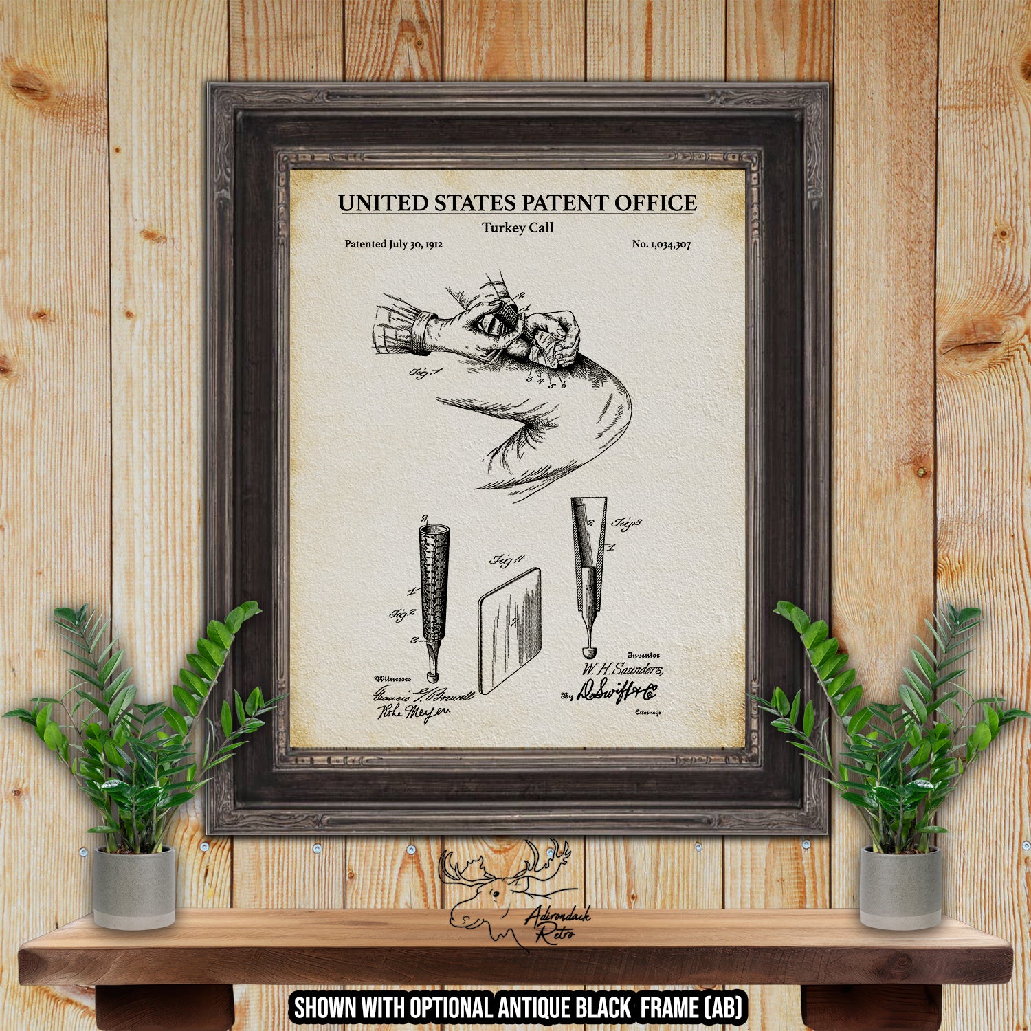 Turkey Call 1912 Patent Print at Adirondack Retro