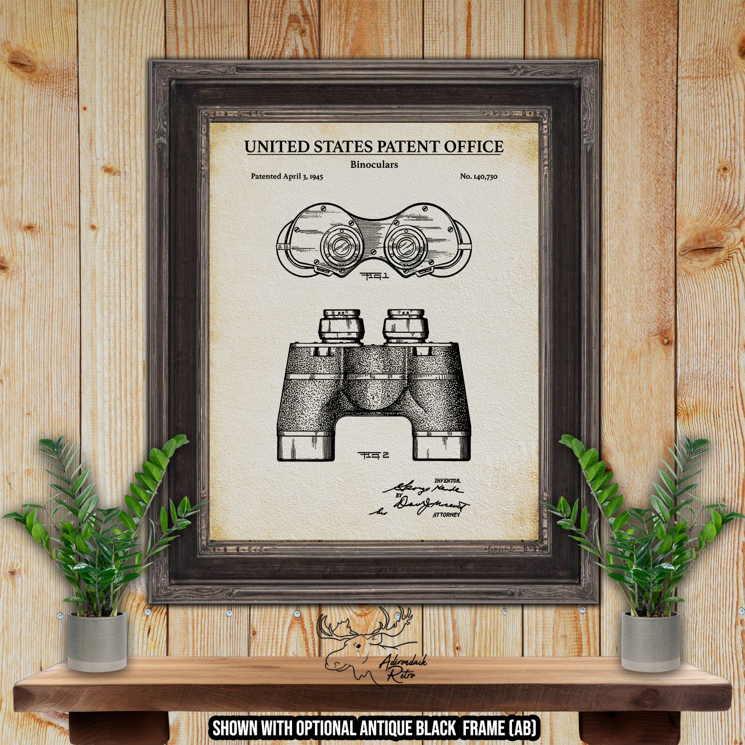 Binoculars 1945 Patent Print at Adirondack Retro