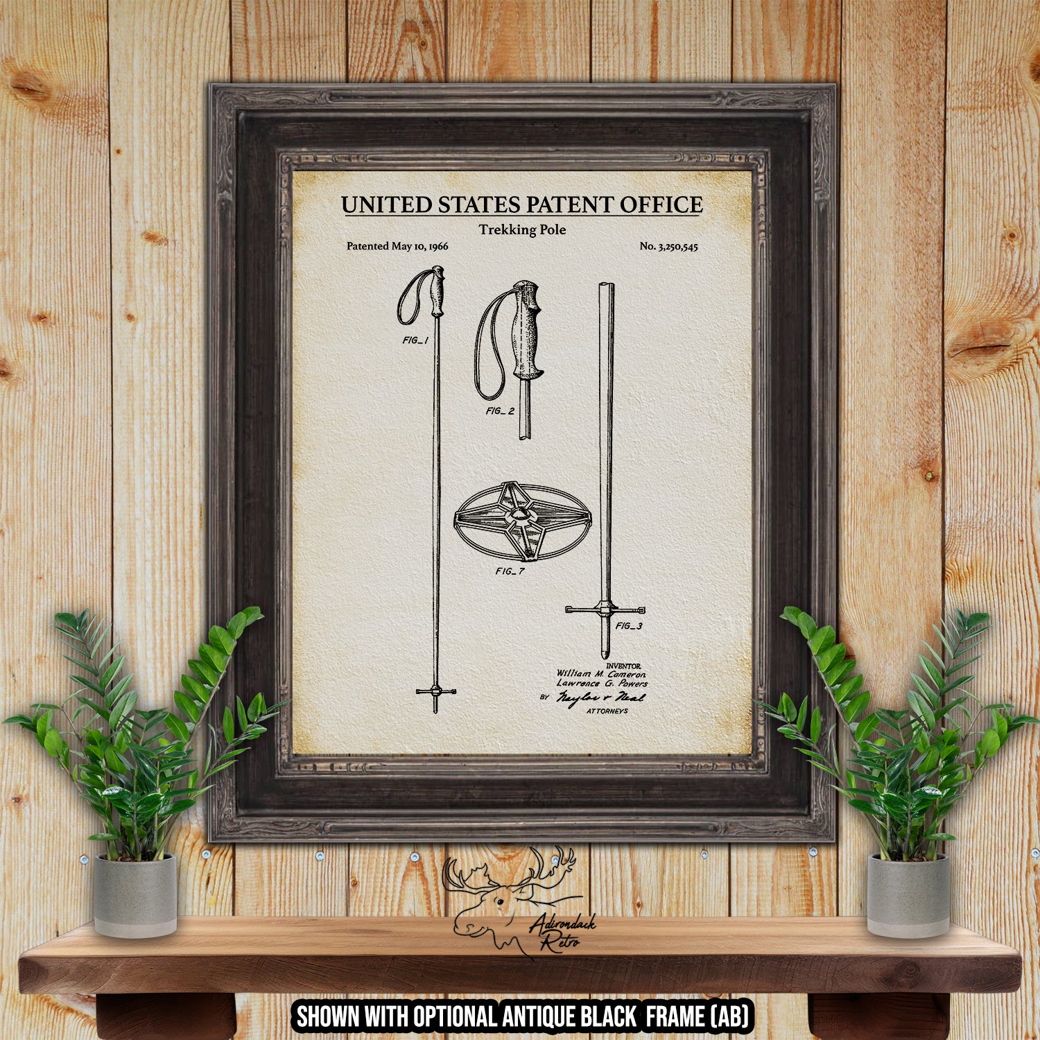 Trekking Pole 1966 Patent Print at Adirondack Retro
