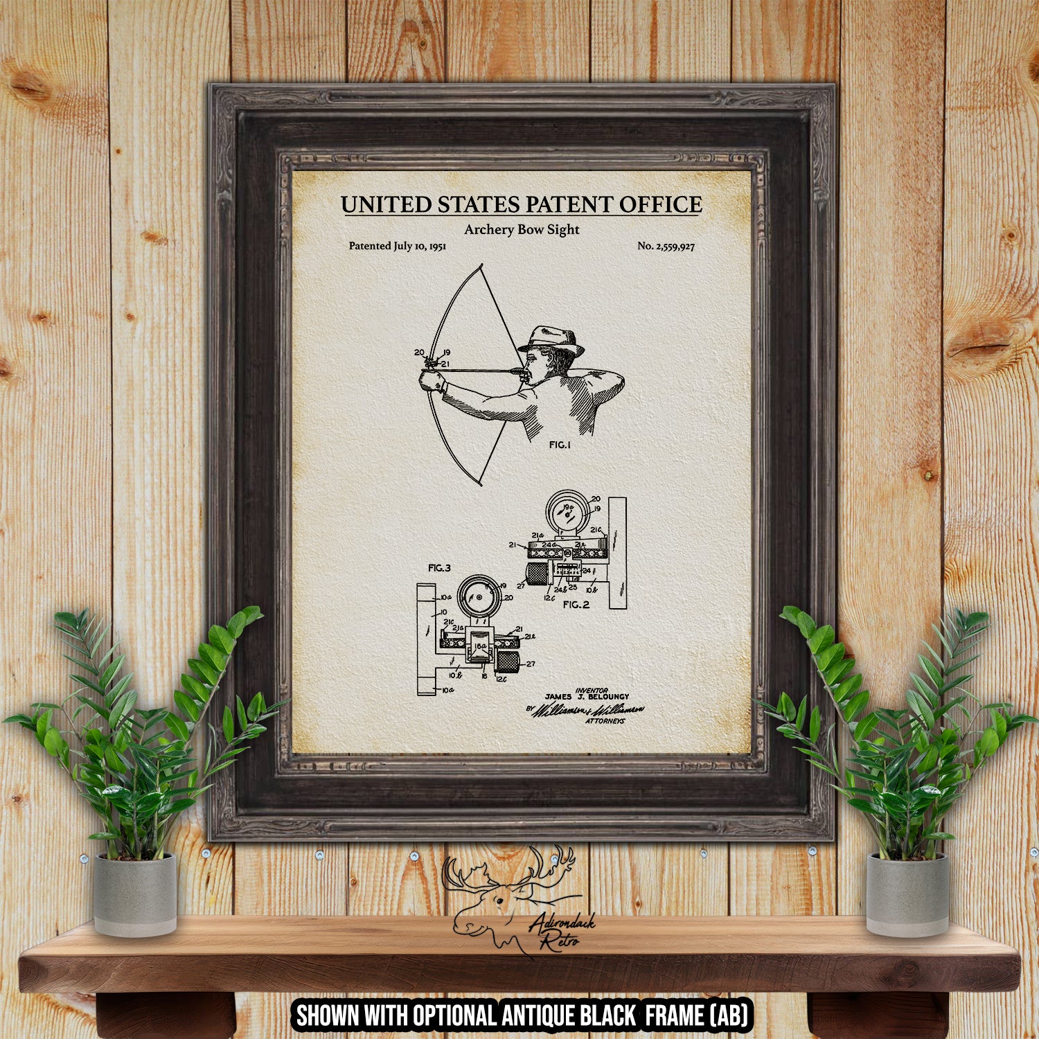Archery Bow Sight 1951 Patent Print at Adirondack Retro