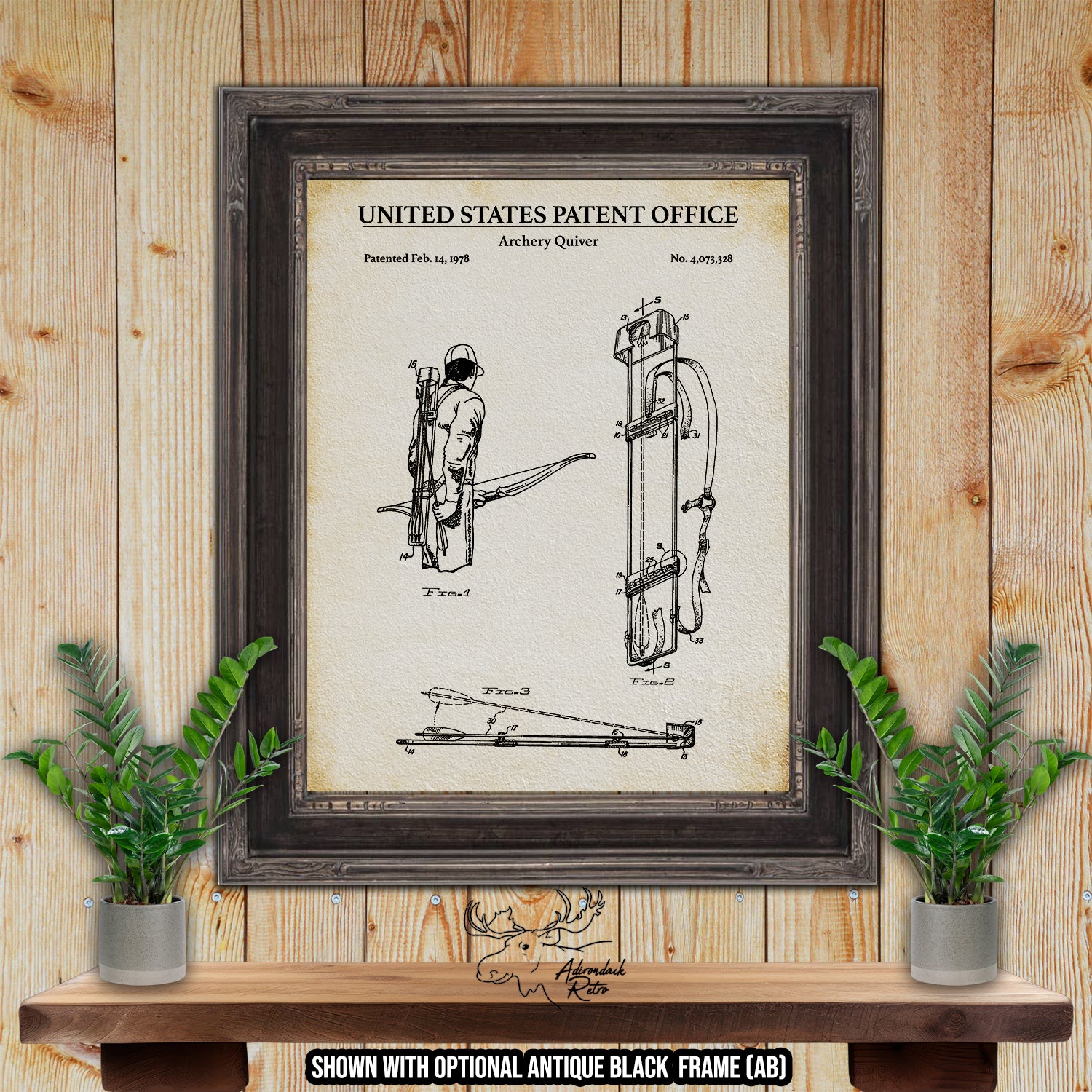 Archery Quiver 1978 Patent Print at Adirondack Retro