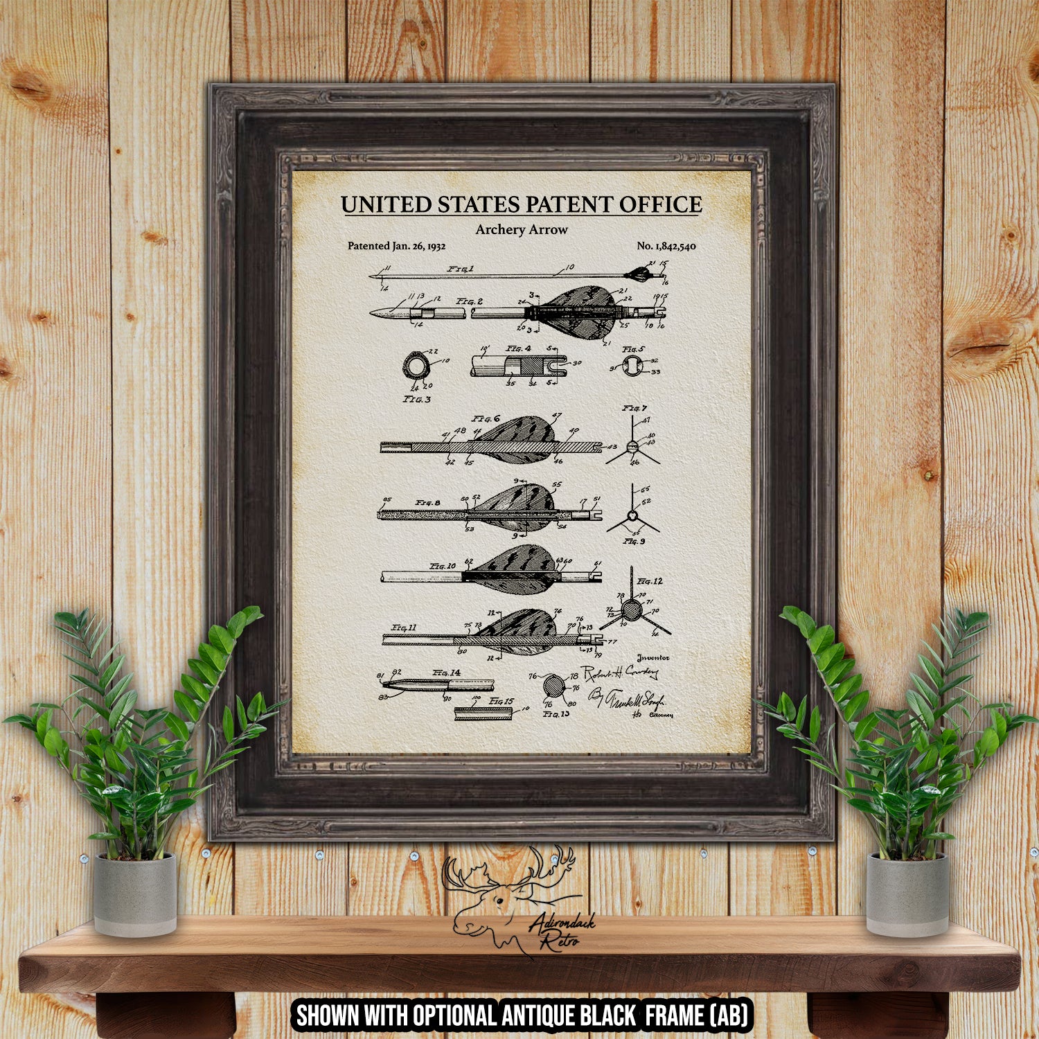Archery Arrow 1932 Patent Print at Adirondack Retro