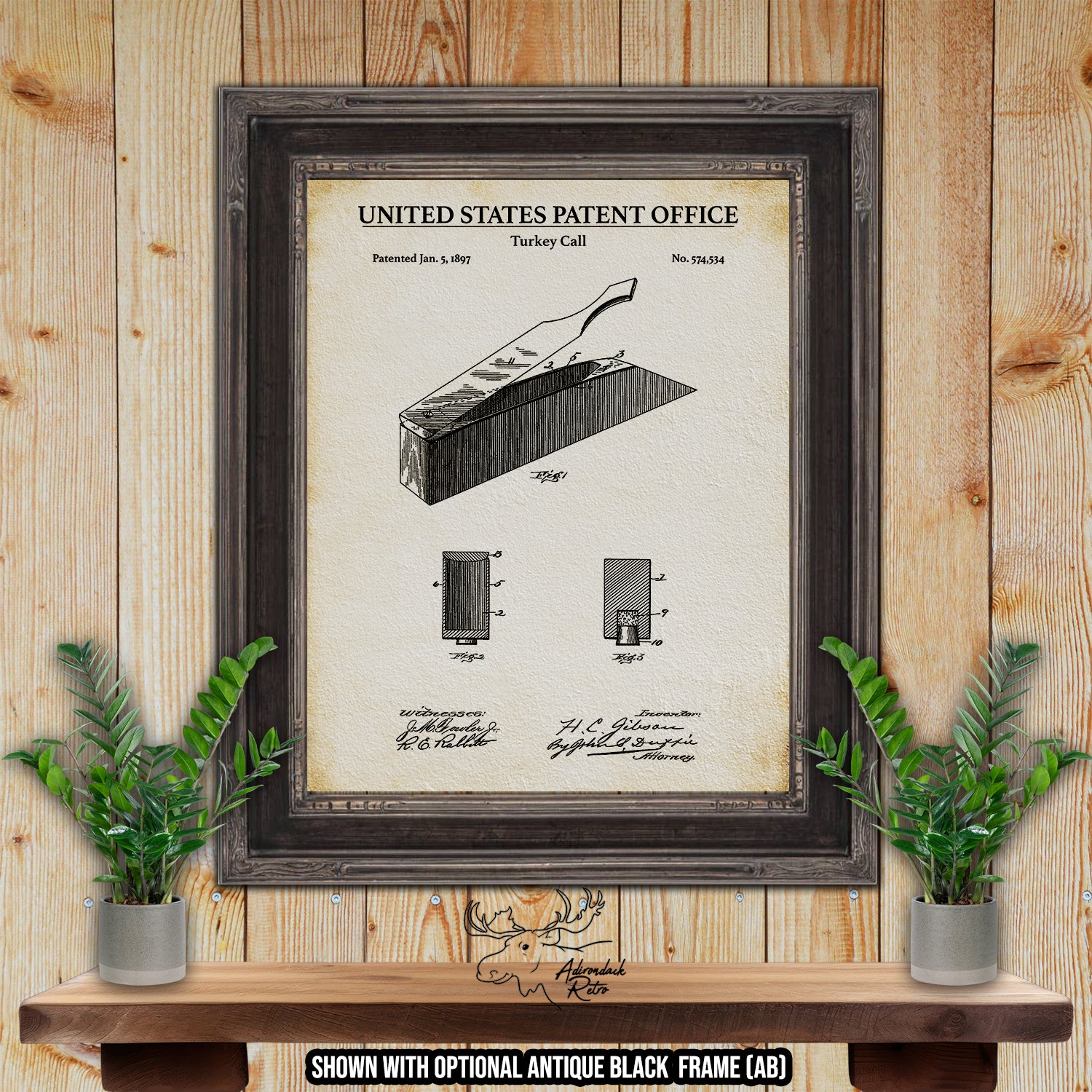Turkey Call 1897 Patent Print at Adirondack Retro