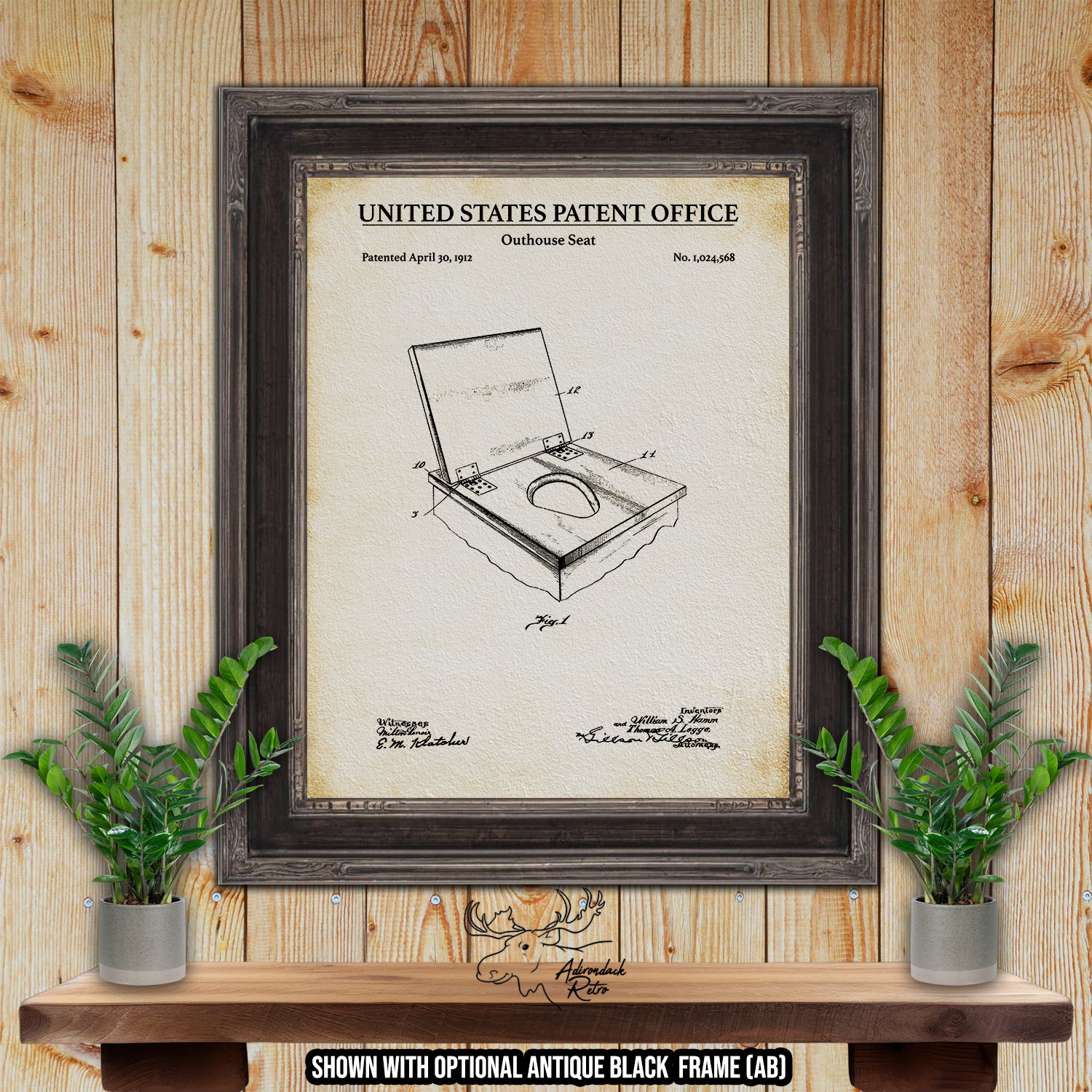 Outhouse Toilet Seat 1912 Patent Print at Adirondack Retro