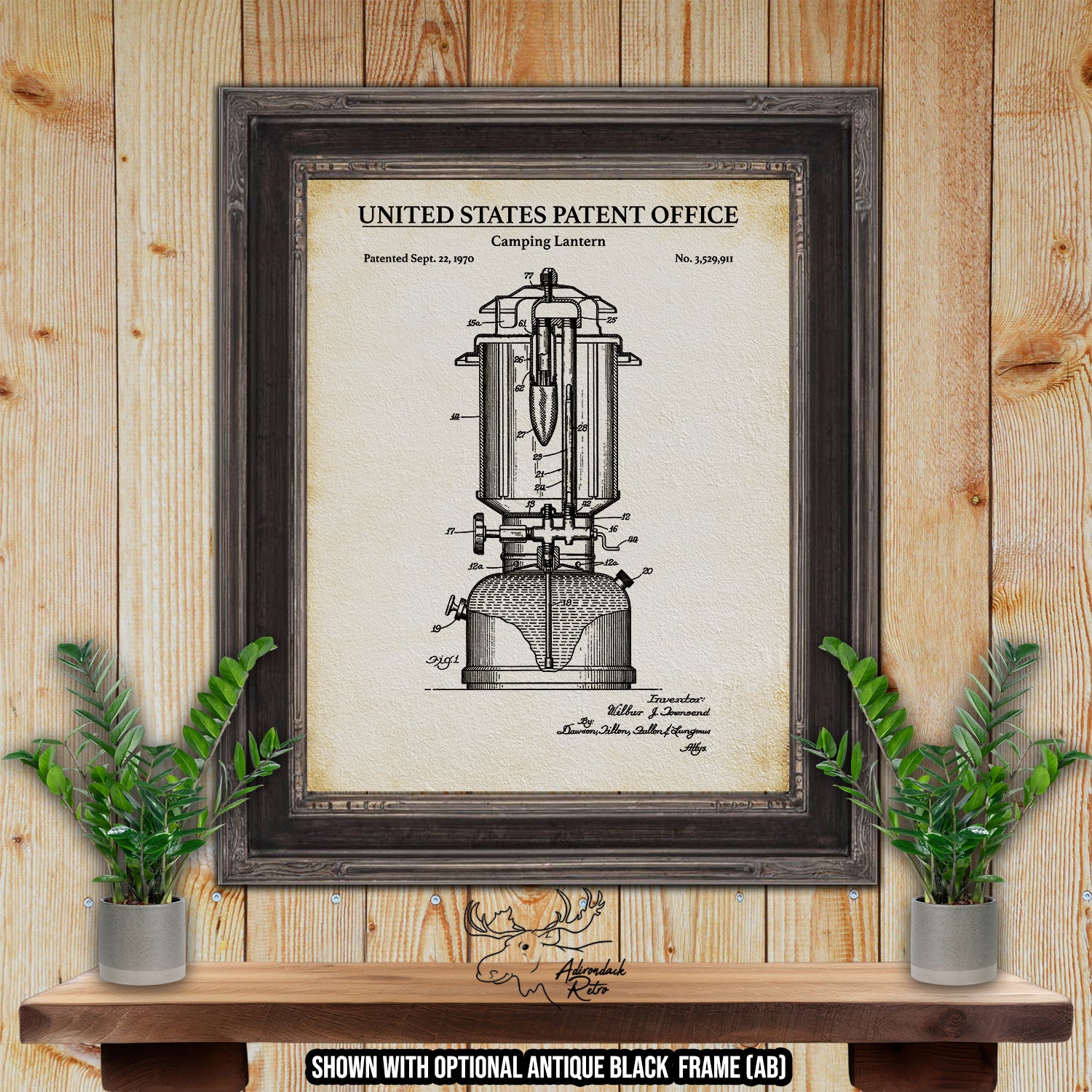 Camping Lantern 1970 Patent Print at Adirondack Retro