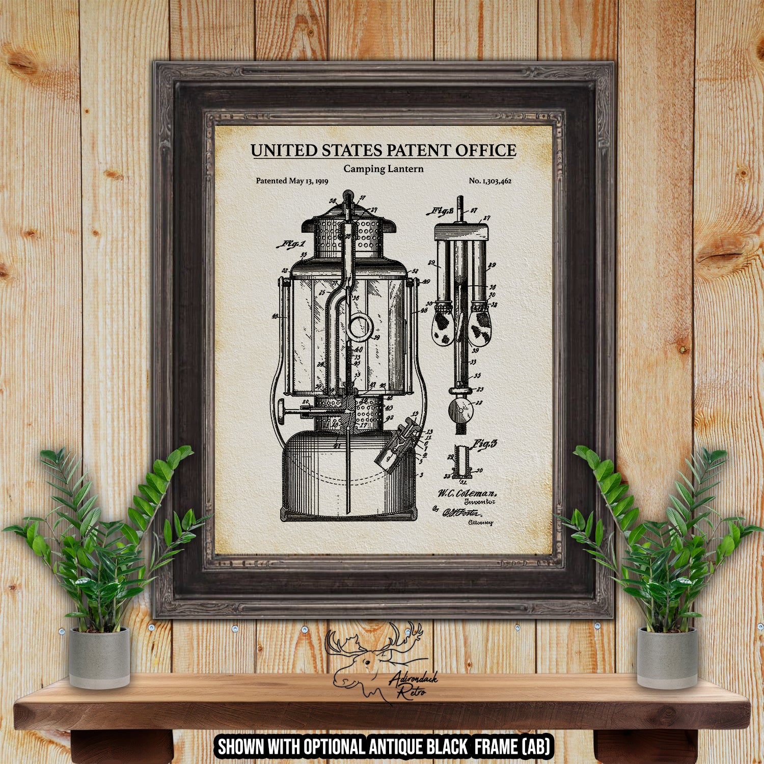 Camping Lantern 1919 Patent Print at Adirondack Retro