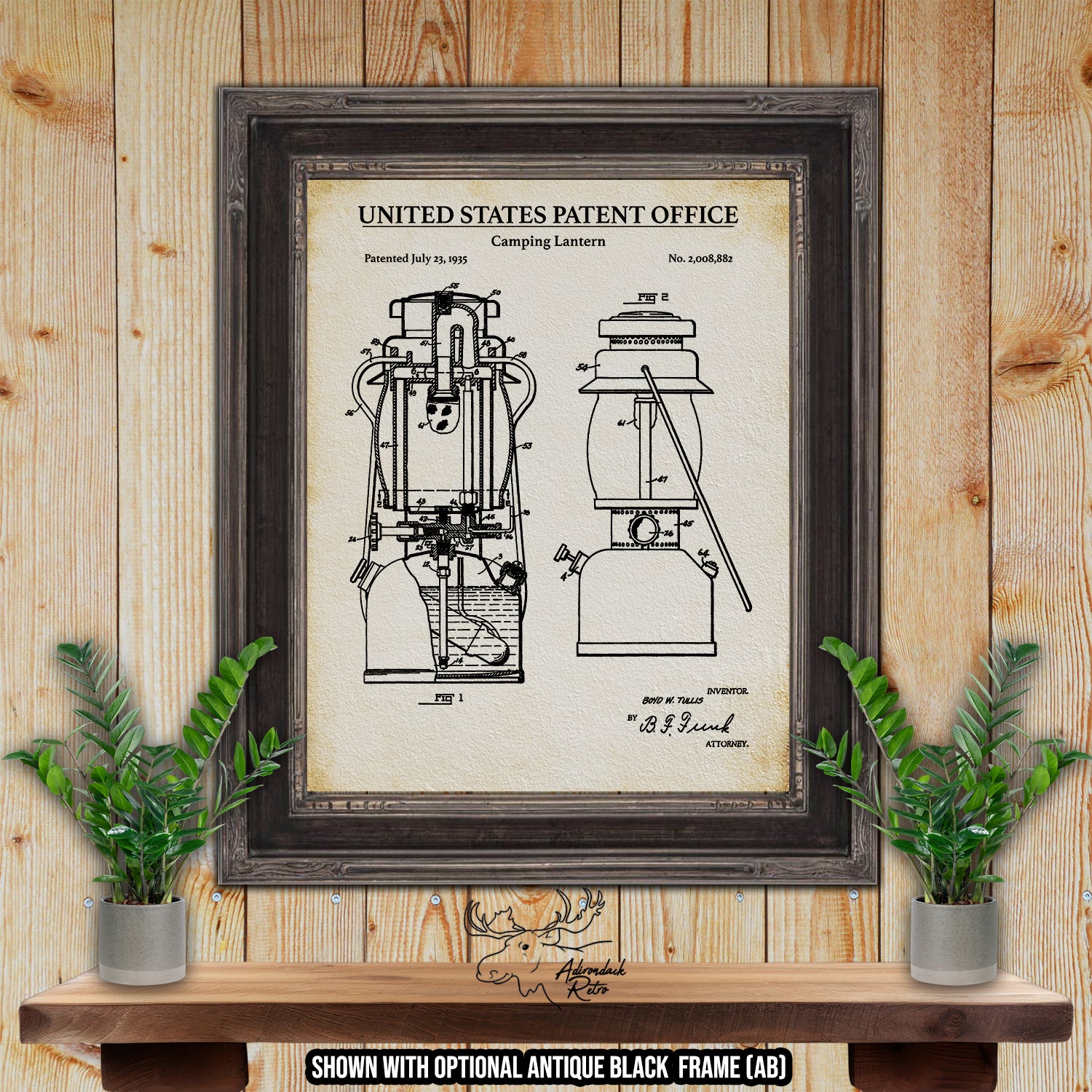 Camping Lantern 1955 Patent Print at Adirondack Retro