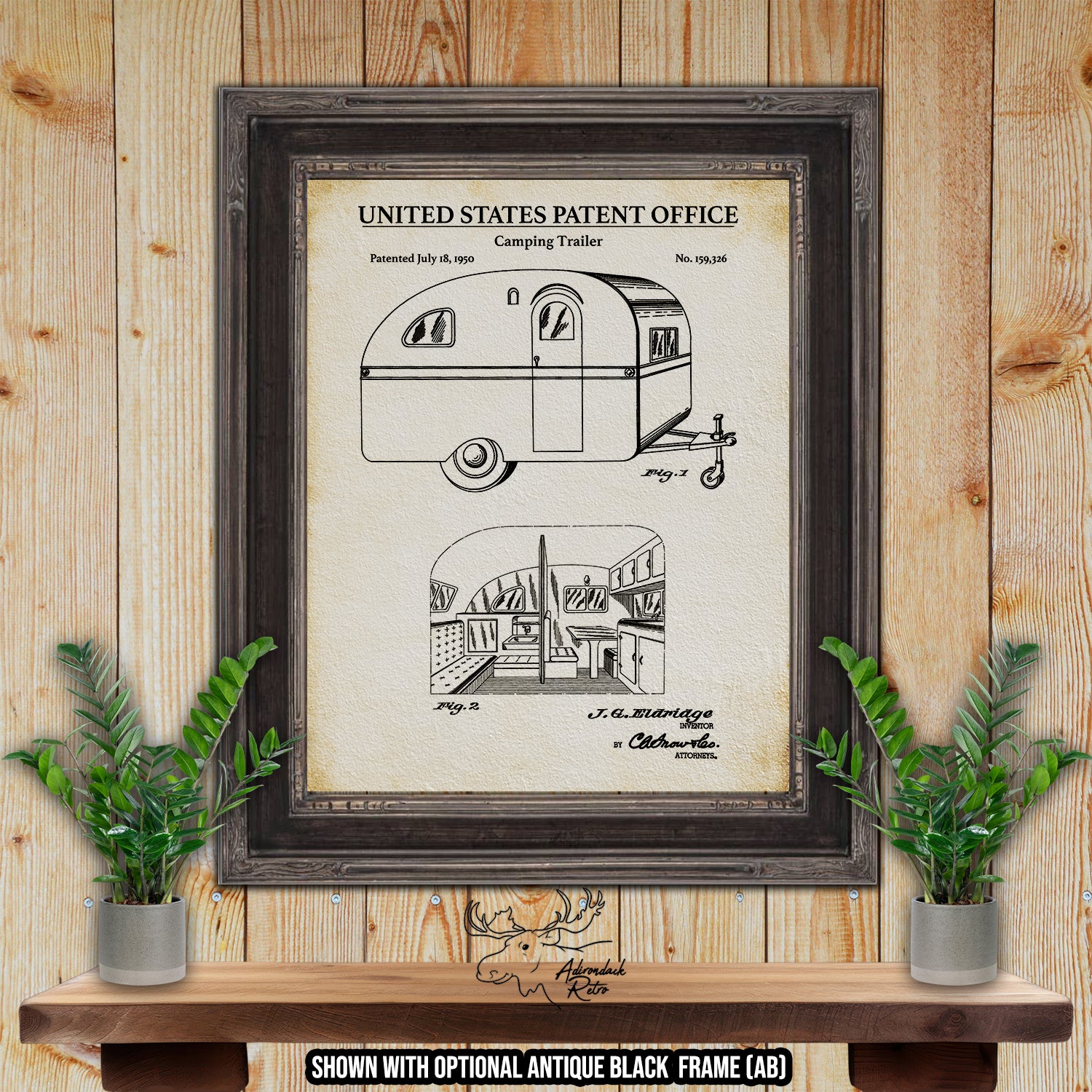 Camping Trailer 1950 Patent Print at Adirondack Retro