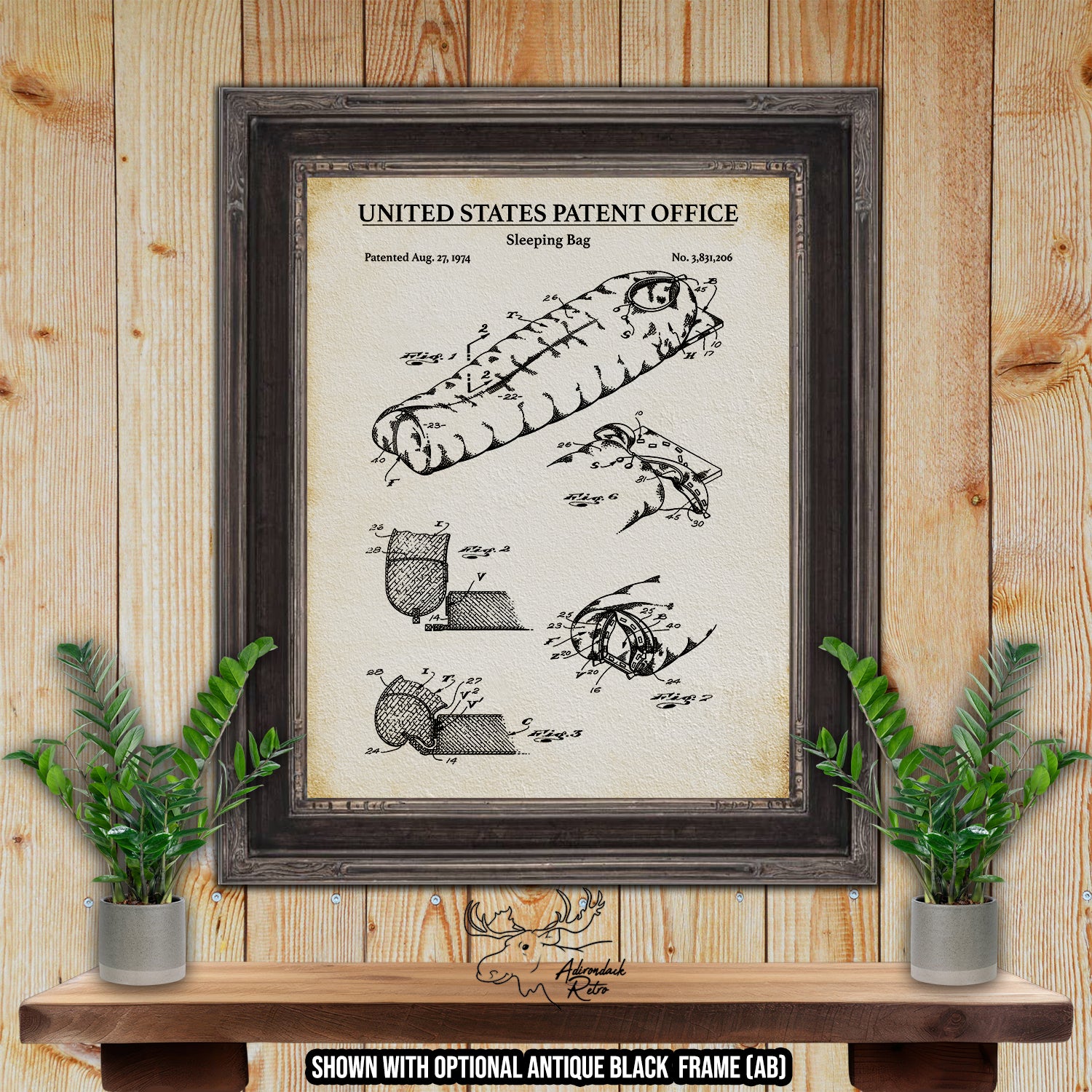 Sleeping Bag 1974 Patent Print at Adirondack Retro