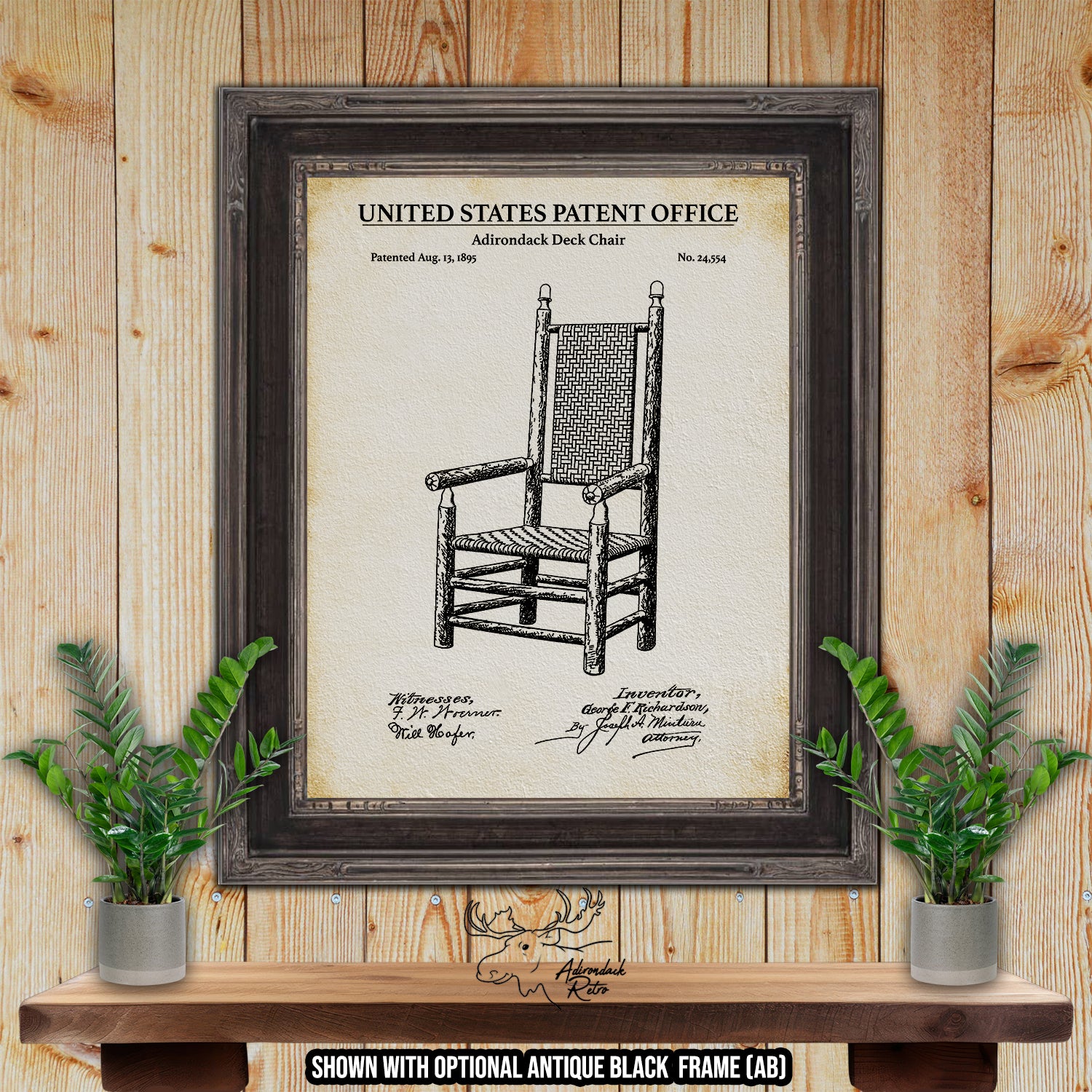 Adirondack Deck Chair 1895 Patent Print at Adirondack Retro