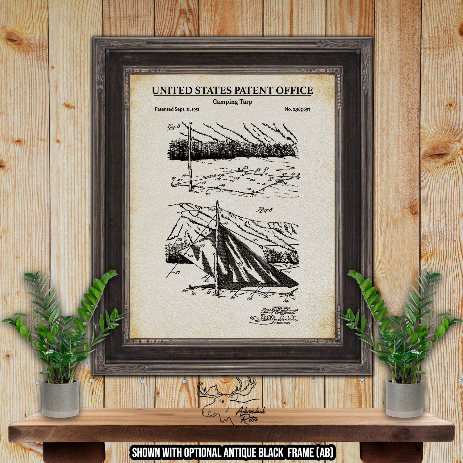 Camping Tarp 1951 Patent Print at Adirondack Retro