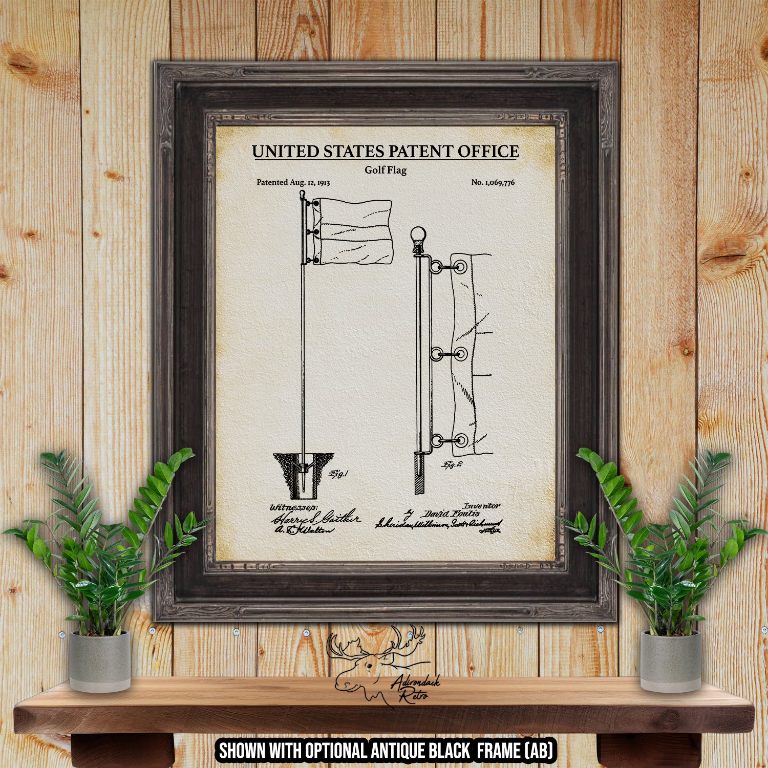 Golf Flag 1913 Patent Print at Adirondack Retro