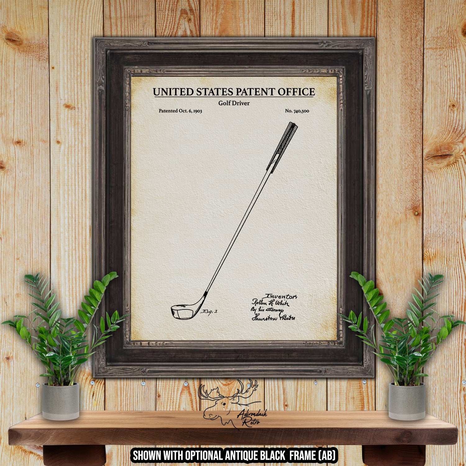 Golf Driver 1903 Patent Print at Adirondack Retro