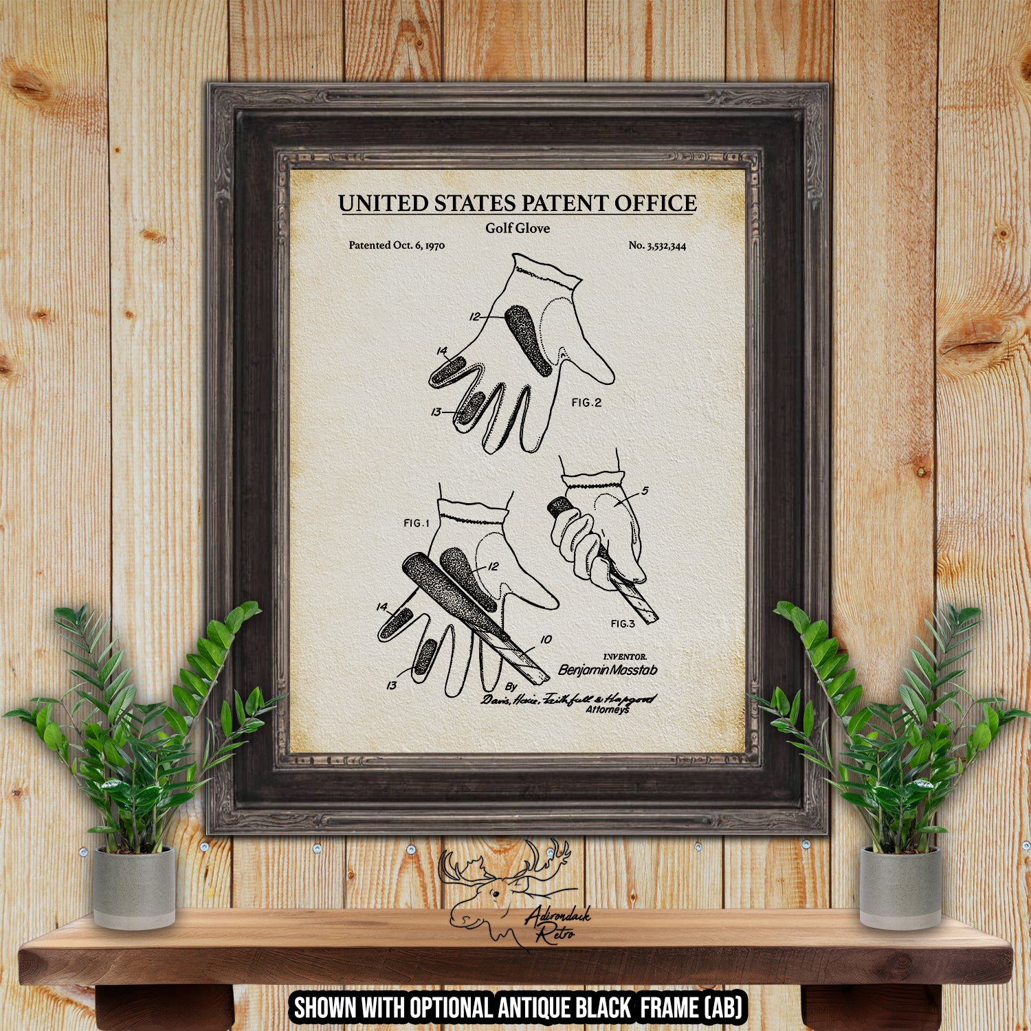 Golf Glove 1970 Patent Print at Adirondack Retro