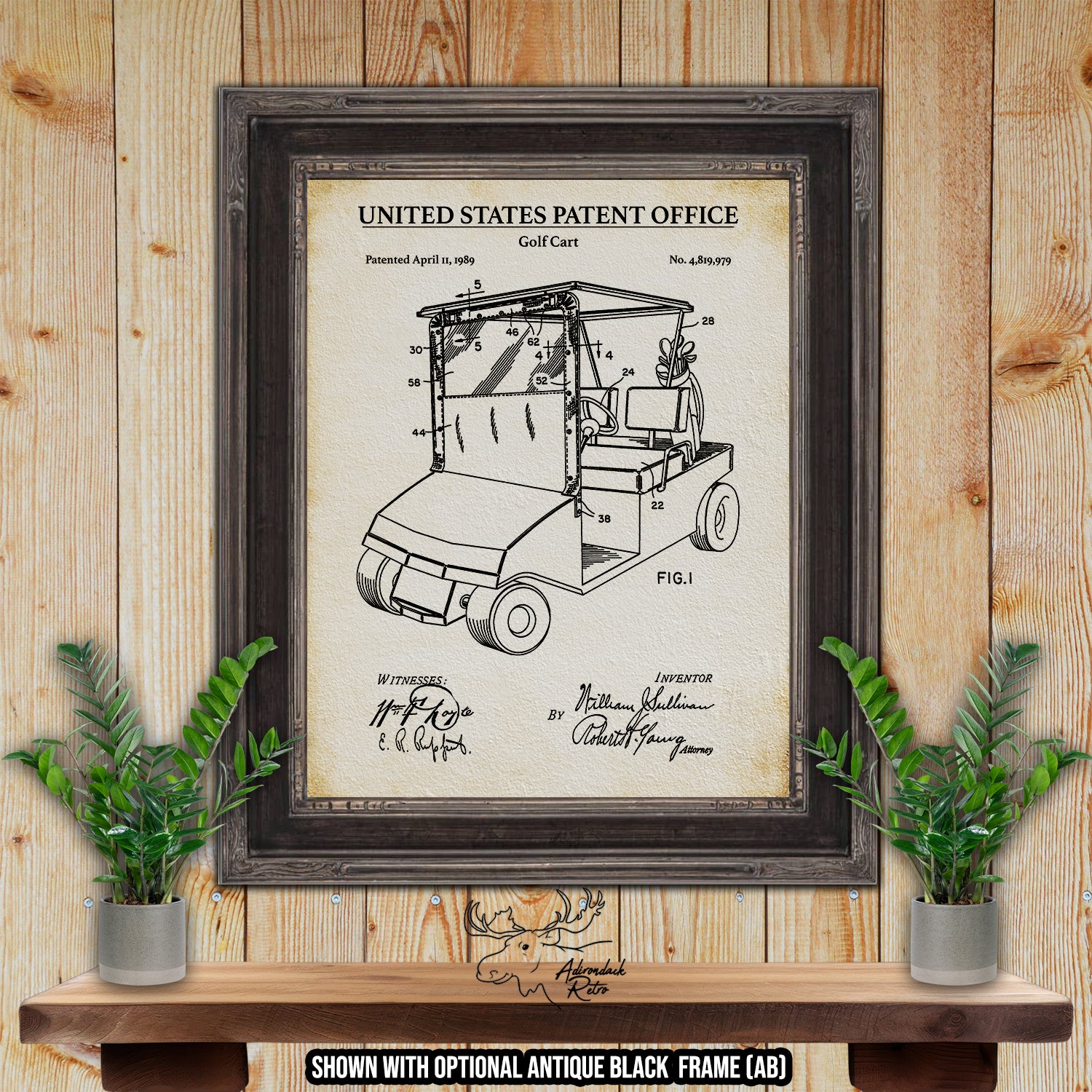 Golf Cart 1989 Patent Print at Adirondack Retro