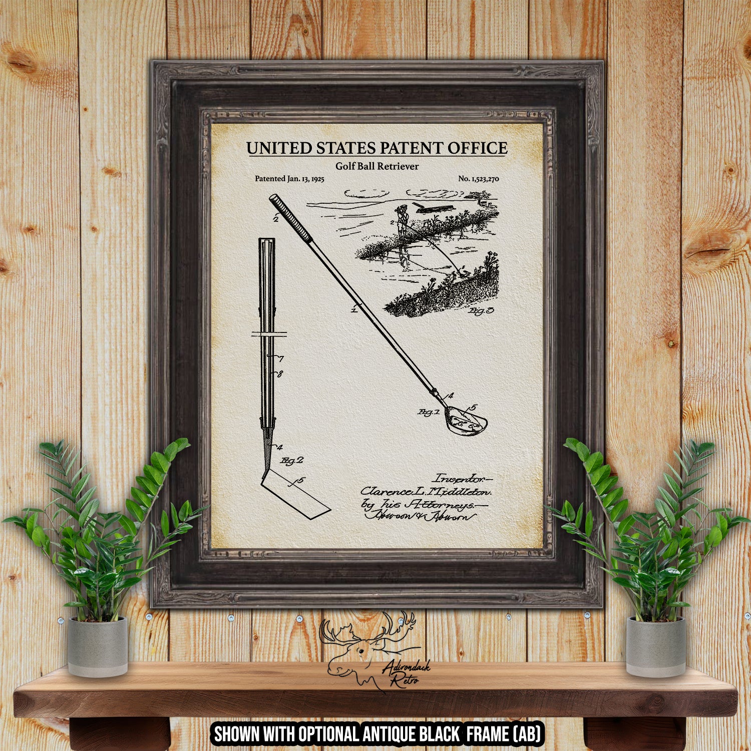 Golf Ball Retriever 1925 Patent Print at Adirondack Retro