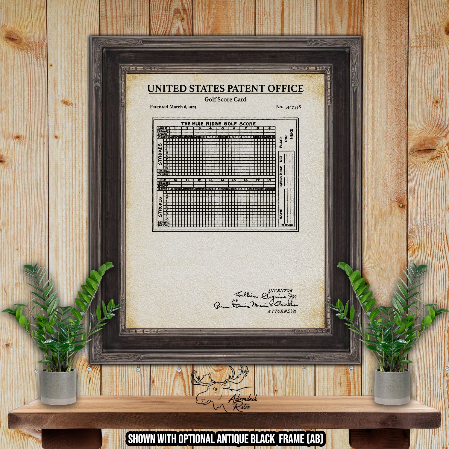 Golf Score Card 1923 Patent Print at Adirondack Retro
