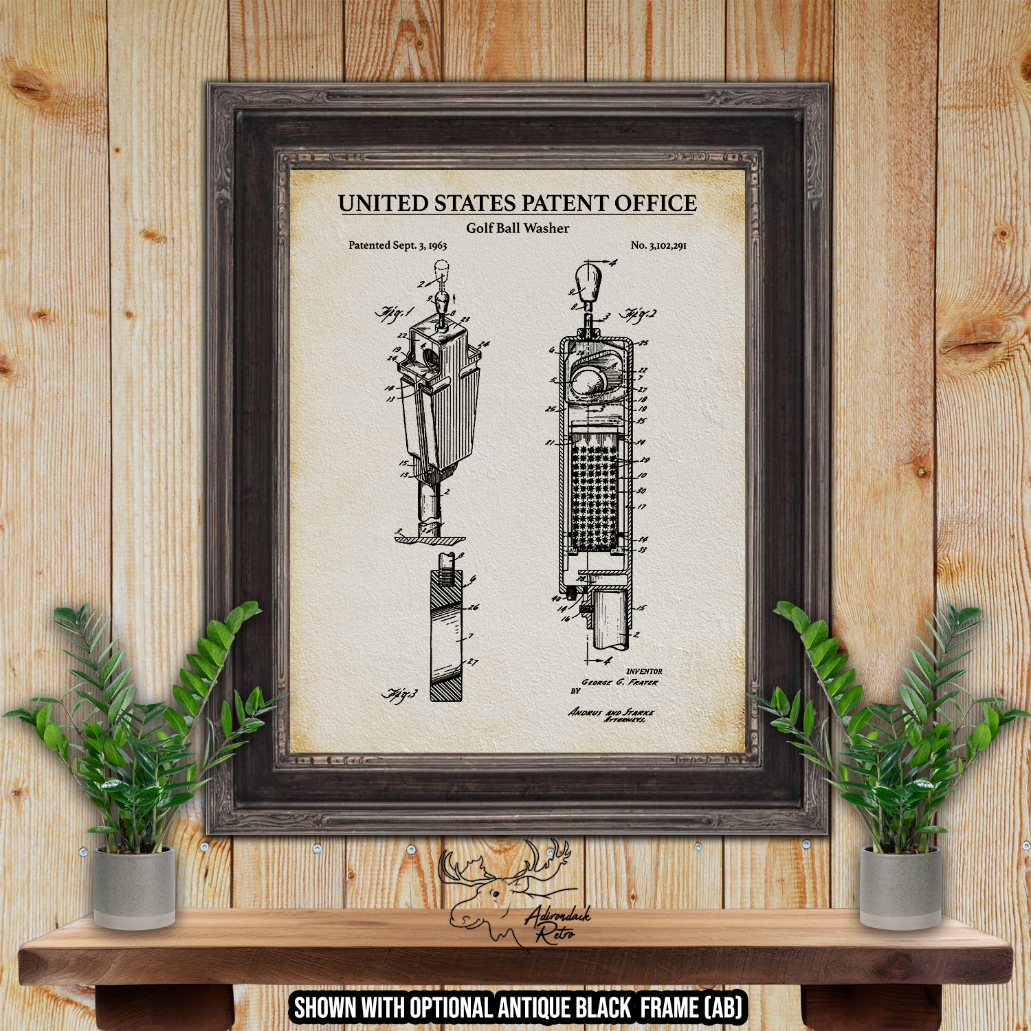 Golf Ball Washer 1963 Patent Print at Adirondack Retro
