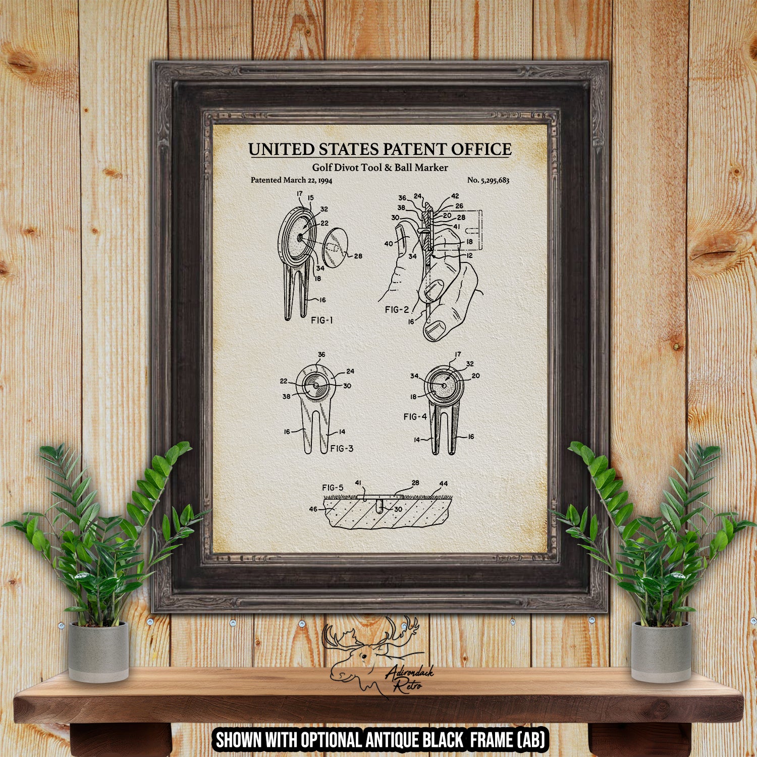 Golf Divot Tool 1994 Patent Print at Adirondack Retro