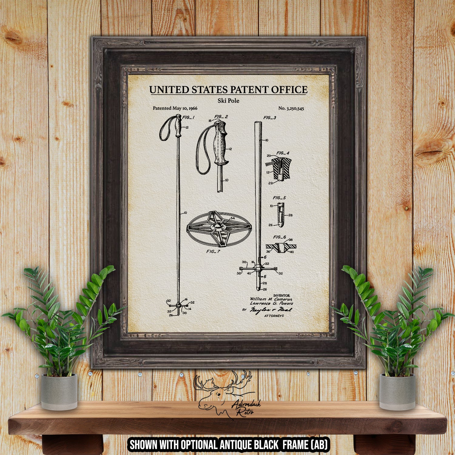 Ski Pole 1966 Patent Print at Adirondack Retro
