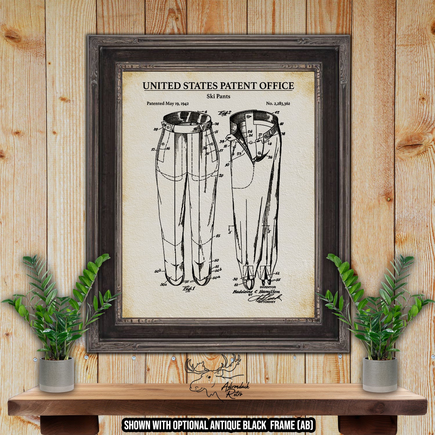 Ski Pants 1942 Patent Print at Adirondack Retro