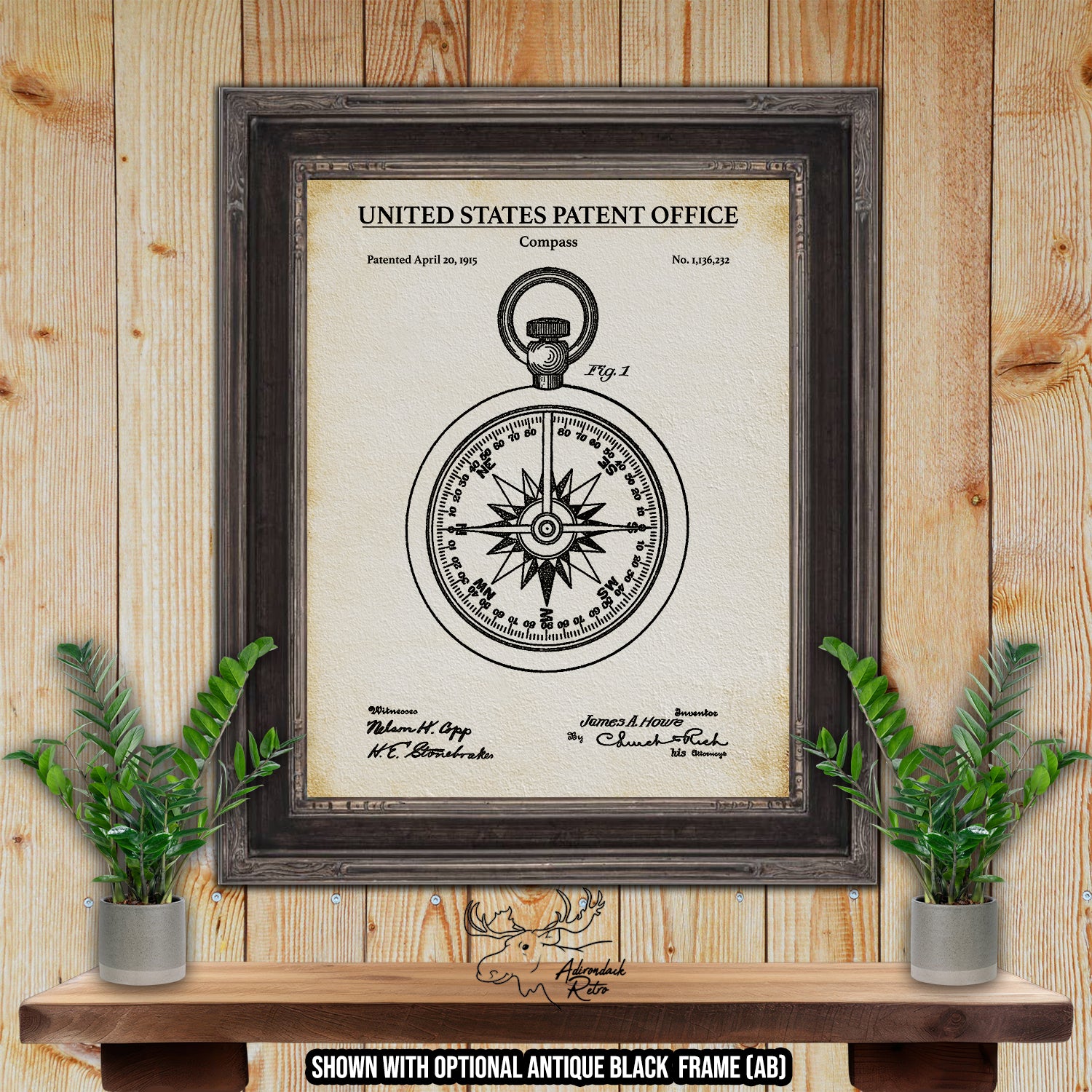Compass 1915 Patent Print at Adirondack Retro