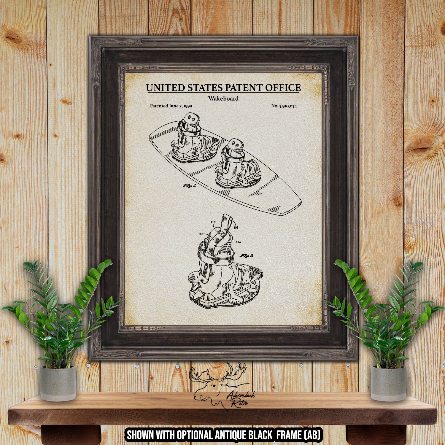 Wakeboard 1999 Patent Print at Adirondack Retro