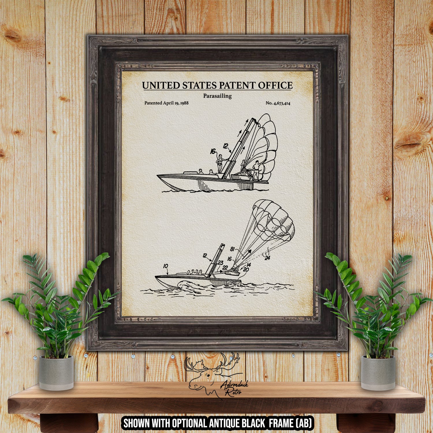 Parasailing 1988 Patent Print at Adirondack Retro