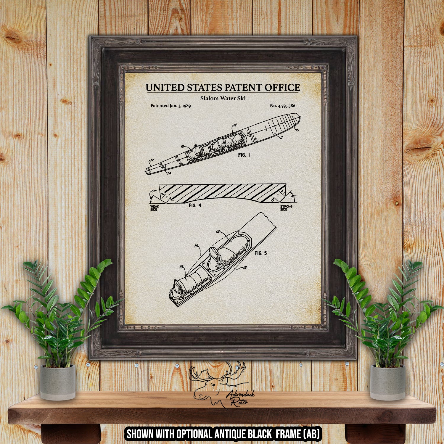 Slalom Water Ski 1989 Patent Print at Adirondack Retro